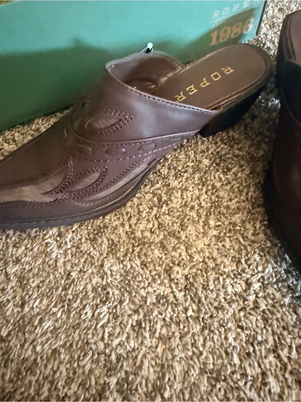 Roper Brown Western Slip-On Clog - Picture 2 of 7